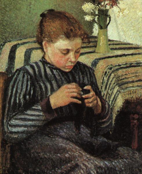 Camille Pissaro Girl Sewing Sweden oil painting art
